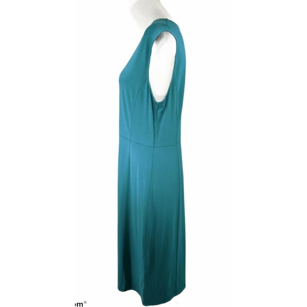 J. Jill Wearever Sleeveless Midi Dress Flowy Teal  Multi Seam Medium - Picture 3 of 11